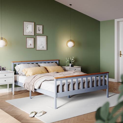 Solid wooden bed - solid, 5ft