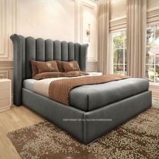 Ottoman Bed Frame Winged Plush