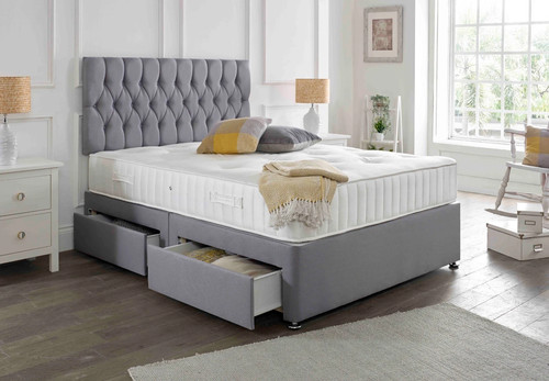 Suede memory foam divan bed - memory,