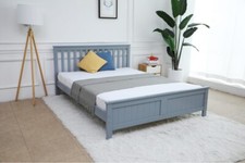 Grey Wooden Bed Frame With/
