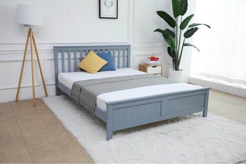 Grey wooden bed frame with - grey,