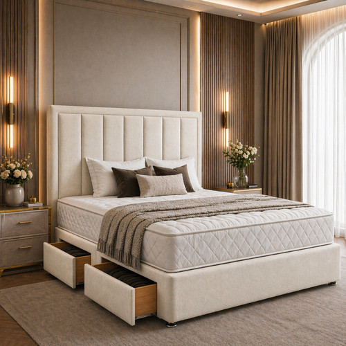Plush divan bed set with - bed,