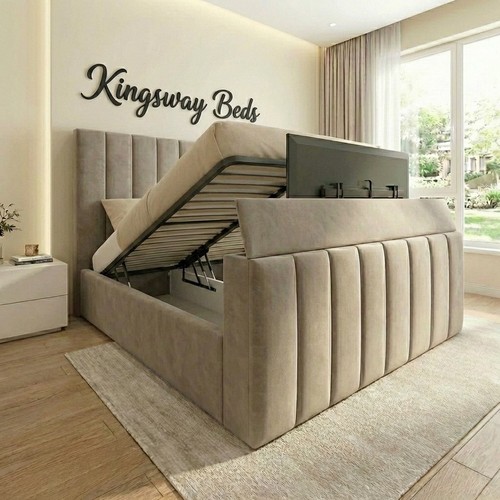 Panel upholstered bed frame - tv,