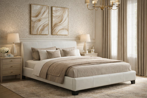 White faux leather 5ft king - white,